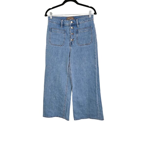 Point Sur Denim - Point Sur Denim Womens Blue Wide Leg Cropped Jeans Pockets Button‎ Fly Size 28